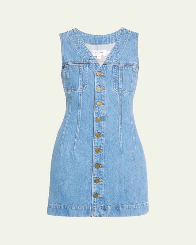 Sleeveless Denim Pocket Mini Dress